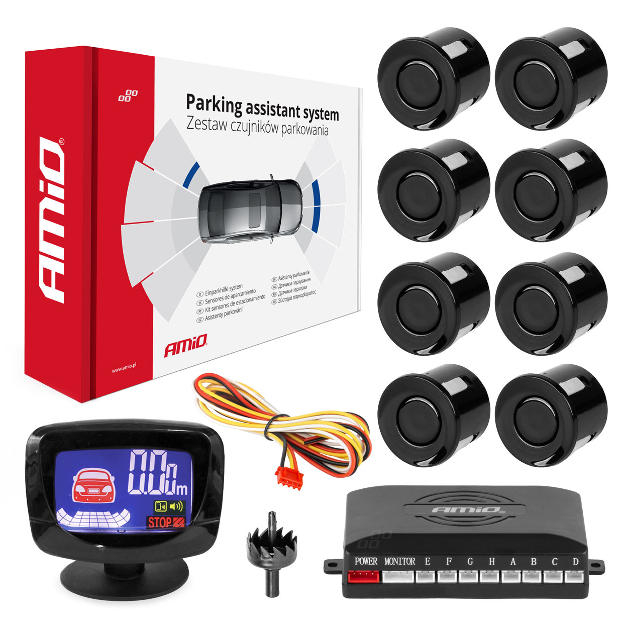 Parkovací asistent LED-GRAF 8-senzorové, čierne