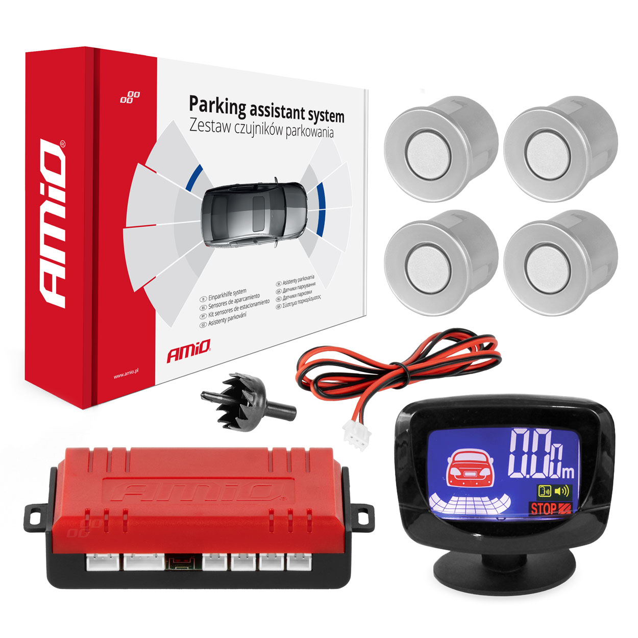 Parkovací asistent LED-GRAF 4-senzorové, strieborné