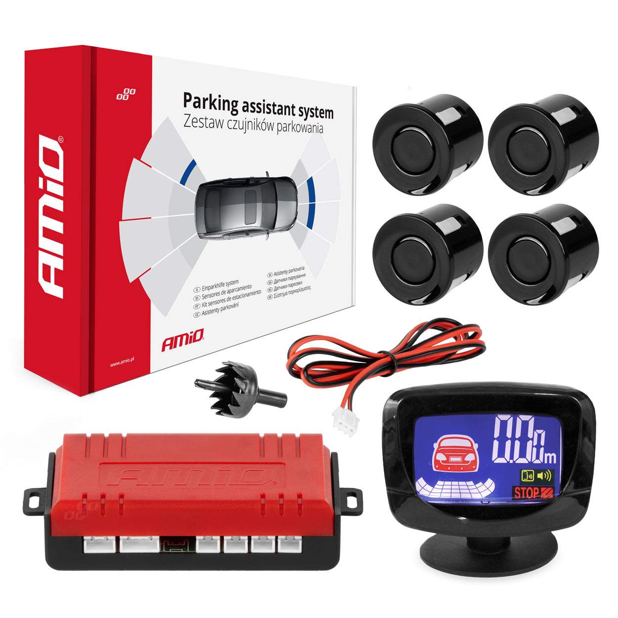 Parkovací asistent LED-GRAF 4-senzorové, čierne