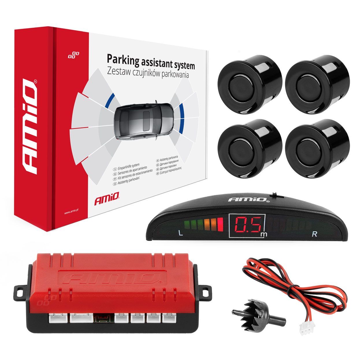 Parkovací asistent LED 4-senzorové, čierne