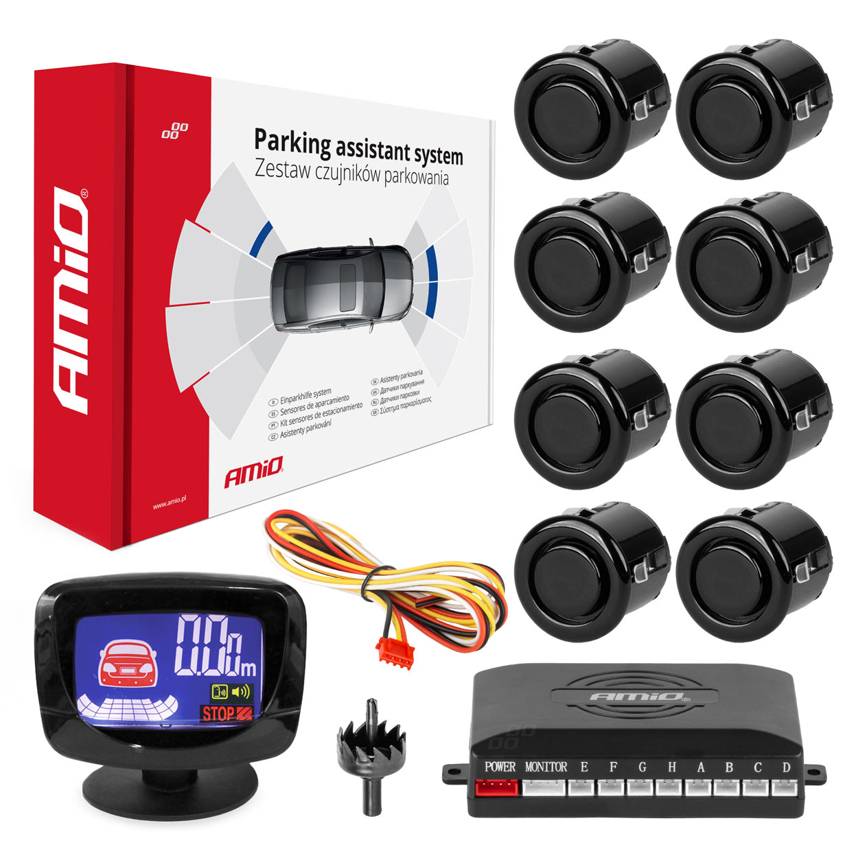 Parkovací asistent LED-GRAF 8 senzorové čierne GOLD 18