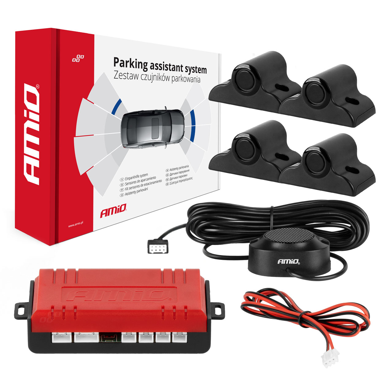 Parkovací asistent so zvukovým signalizátorom/bzučiak 4-senzorové čierne TRUCK