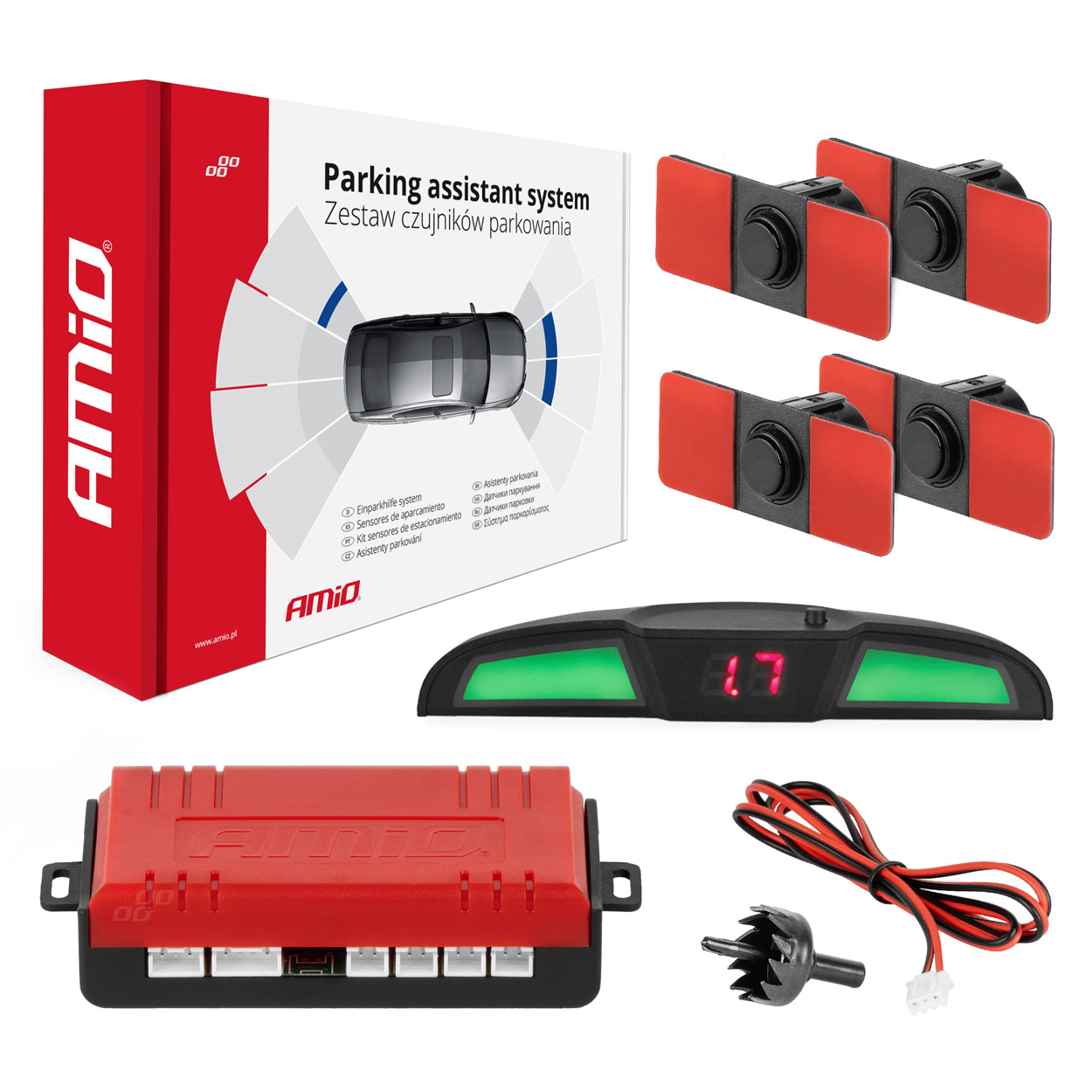 Parkovací asistent LED COB 4-senzorové čierne vnútorné 16,5mm