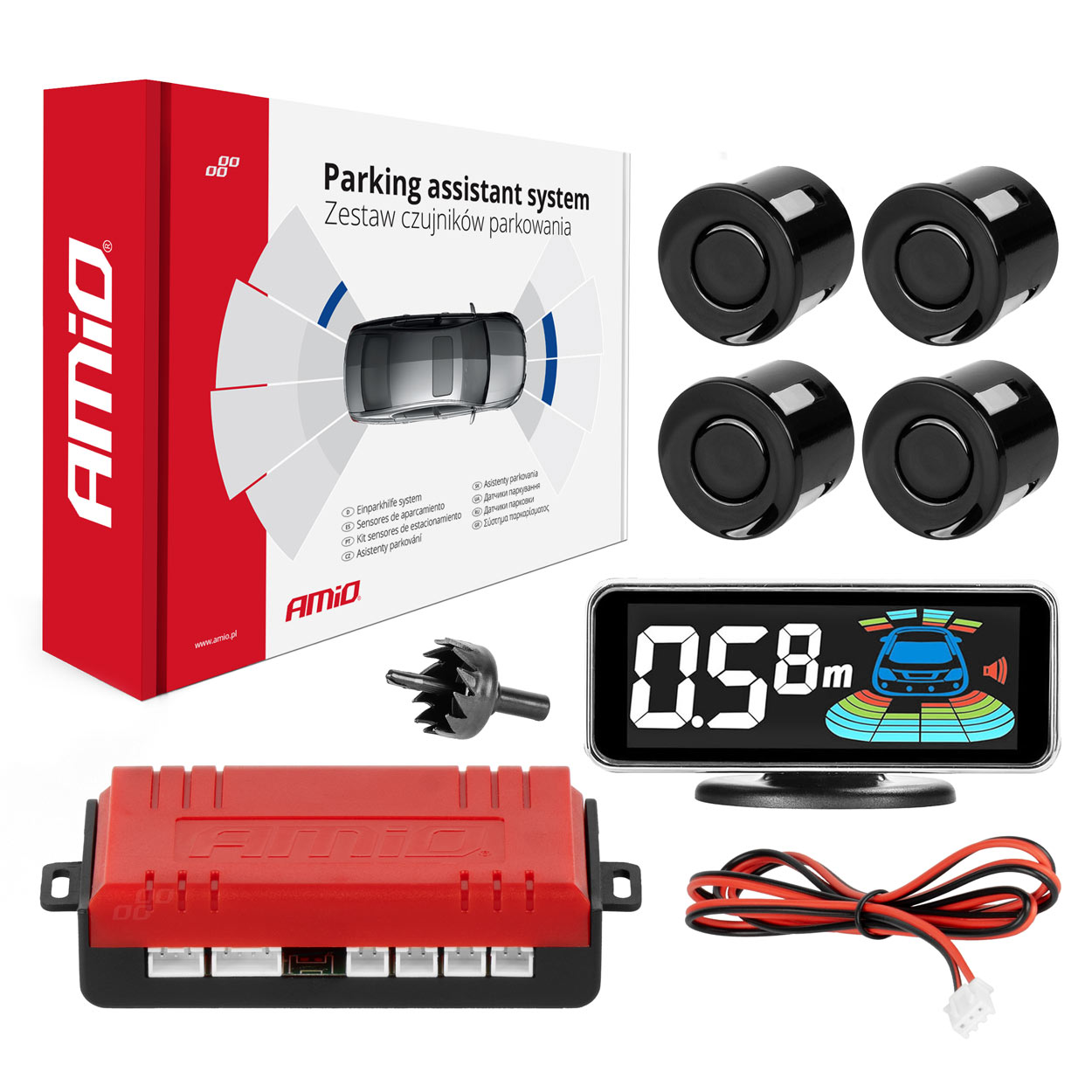 Parkovací asistent LED-GRAF 3D 4-senzorový čierný