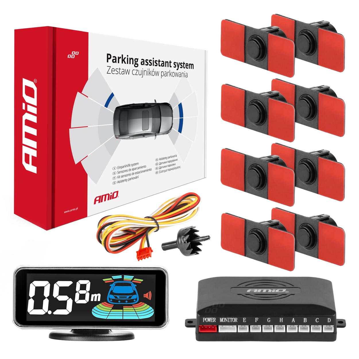 Parkovací asistent LED-GRAF 3D 8 senzorov čierna vnútorná 16,5mm